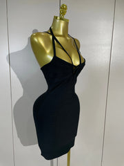Nicole Sexy Backless Solid Color Bodycon Mini Bandage Dress