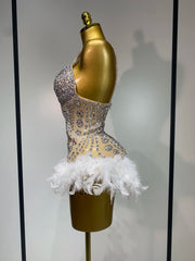 Blair Starlight feather bodysuit with glamorous feathers and shimmering details.