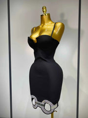 Patricia Backless Halter Black Midi Bandage Dress
