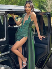 Luxury Emerald Green Diamond Short Birthday Dress with overskirt