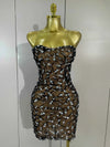 Reiley Rhinestone Strapless Mesh See Through Mini Dress