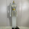 Ivy white rhinestone mesh two-piece long dress set with sparkling sheer detailing
