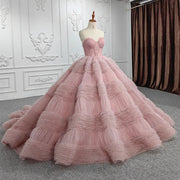 Pink Organza Ball Gown Quinceañera Dress