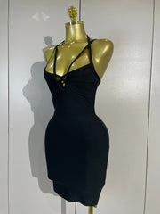 Nicole Sexy Backless Solid Color Bodycon Mini Bandage Dress