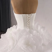 Elegant Strapless Ruffles Wedding Gown