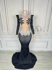 Selene sparkly rhinestone pearl floor-length prom dress elegant mesh gown.