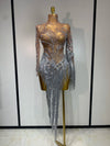 Sparkly rhinestone fringe evening dress with turtleneck and slim fit – Valentina style.