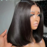 13x4 straight bob wig with transparent lace frontal, 100% virgin human hair short bob wig for women.