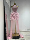 Shanice rhinestone pearl feather bodycon birthday dress with glamorous embellished detailing