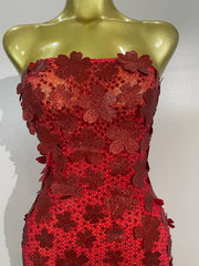 Emme sequin flower diamond strapless mesh dress for women. Sexy luxury party outfit for birthdays, nightlife, and evening events.