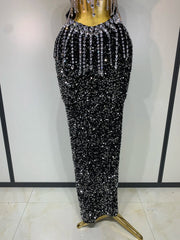 Laura sparkling rhinestone cutout maxi dress for a glamorous birthday celebration or evening party