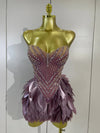 Victoria strapless sheer mesh bodycon dress with sparkling leaf embellishments