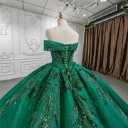 Green Sequined Quinceañera Gown