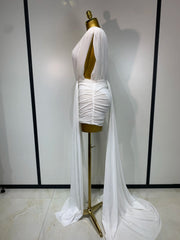 Aiah sleeveless deep V-neck ruched bodycon mini dress for birthday and homecoming party styling