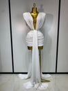 Aiah sleeveless deep V-neck ruched bodycon mini dress for birthday and homecoming party styling
