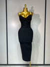 Marley women’s beaded spaghetti strap bodycon bandage dress for club, birthday, or wedding guest events.