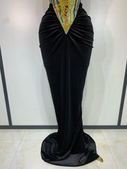 Envious Designs Camilla sparkly rhinestone velvet maxi long dress for woman sexy backless styling