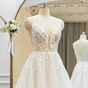 Classic Lace A-Line V-Neck Wedding Dress