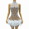 Teyana handmade shining rhinestone pearl feather lace prom gown for women.