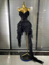 Envious Designs Makayla sexy strapless mesh ruffle floral draped party dress for birthday party styling