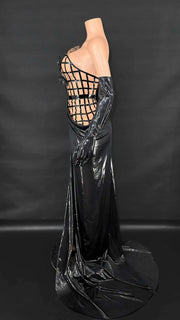 Lyra sexy mesh see-through top skirt long gloves prom set elegant gown.