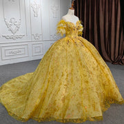 Yellow Organza Quinceañera Gown