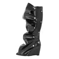 Onlymaker Women Pleated Pointed Toe Black Wedges Knee High Boots Fashion Buttons Boots