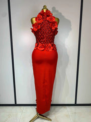 Women Sexy Sleeveless Flower Beading Bodycon Bandage Dresses 2026 Celebrity Elegant Cocktail Luxury Birthfay Evening Party Dress