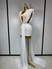 Aiah sleeveless deep V-neck ruched bodycon mini dress for birthday and homecoming party styling