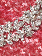Lyra strapless backless maxi dress with diamond sequins, styled for formal events and high-glamour occasions.
