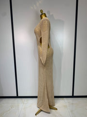 Envious Designs Milani V-neck long sleeve cutout knitted dress for evening party and nightclub styling