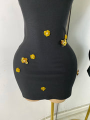 Jazlyn sparkly floral sequin diamond mini bandage dress elegant look.