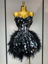 Lauryn Sparkly Black Sequins Two Pieces Set Birthday Dress