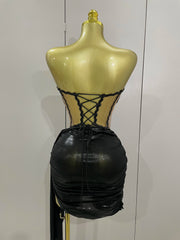 Khloe black sparkly rhinestone two piece mini dress sexy bodycon outfit for birthday party and club wear