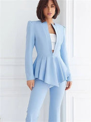 Women's Celestial Peplum Blazer with High Waisted Straight Pants