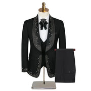 Shiny Black Men Suits Tuxedos 3 Pieces Set