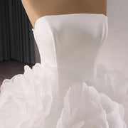 Elegant Strapless Ruffles Wedding Gown