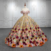 Flower Ball Gown Quinceanera Dresses