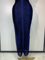 Victoria tassel split halter bodycon dress for women. Elegant luxury outfit for weddings, birthdays, and evening parties.