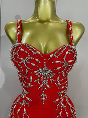 Tahlia sexy backless red beading long bodycon bandage dress with bead embellishments and slim-fit silhouette.