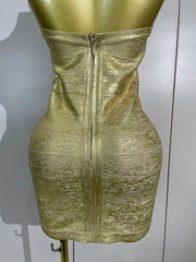 Envious Designs Zaylee sexy sleeveless golden bodycon mini bandage dress for birthday and cocktail party styling