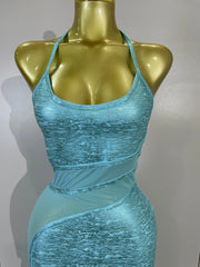 Janet V neck mesh patchwork bodycon bandage dress for women. Elegant party dress for birthdays, weddings, and evening events.