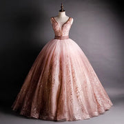 Vintage Lace Beaded Quinceañera Ball Gown