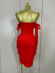 Ivana diamond beaded halter bodycon bandage dress for women’s evening parties, birthdays, or club events.