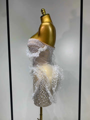Tiara sexy strapless pearl ruched bodycon mini dress for birthday and cocktail party styling