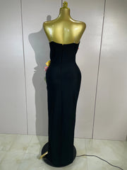 Ness 3D flower backless side slit bodycon bandage gown for women. Elegant party dress for prom, birthdays, and evening events.