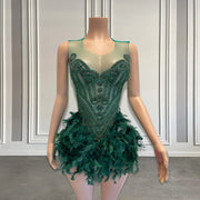 Stunning Green Sparkly Crystals Beaded Birthday Dress