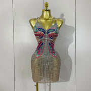 Tiana sparkly butterfly rhinestone V-neck mini dress for women, sexy bodycon evening, prom, and birthday party outfit