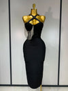 Thalia sexy diamond tassel crystal black bandage midi dress for birthday and cocktail party styling