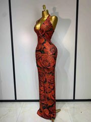 Leona Sparkly Rhinestone Halter Bodycon Dress for Women